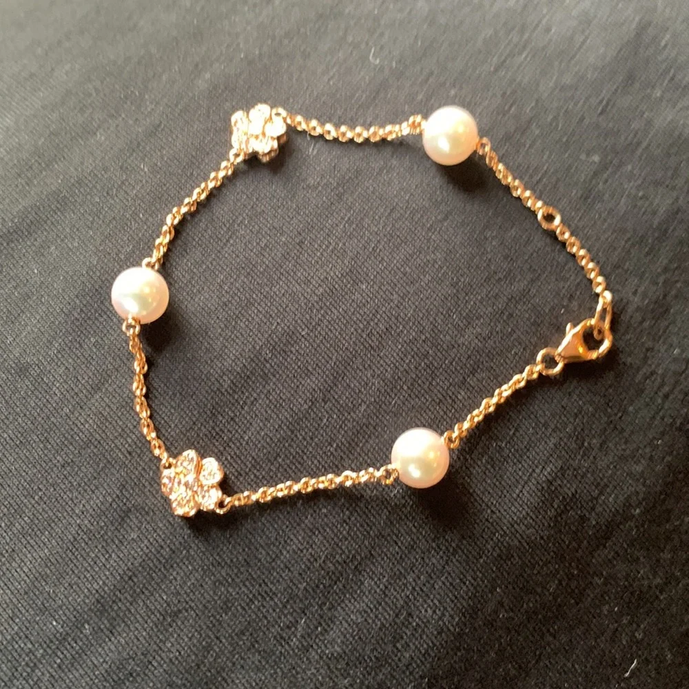 Mikimoto 18k gold pearl and Diamond bracelet - Picture 2 of 4